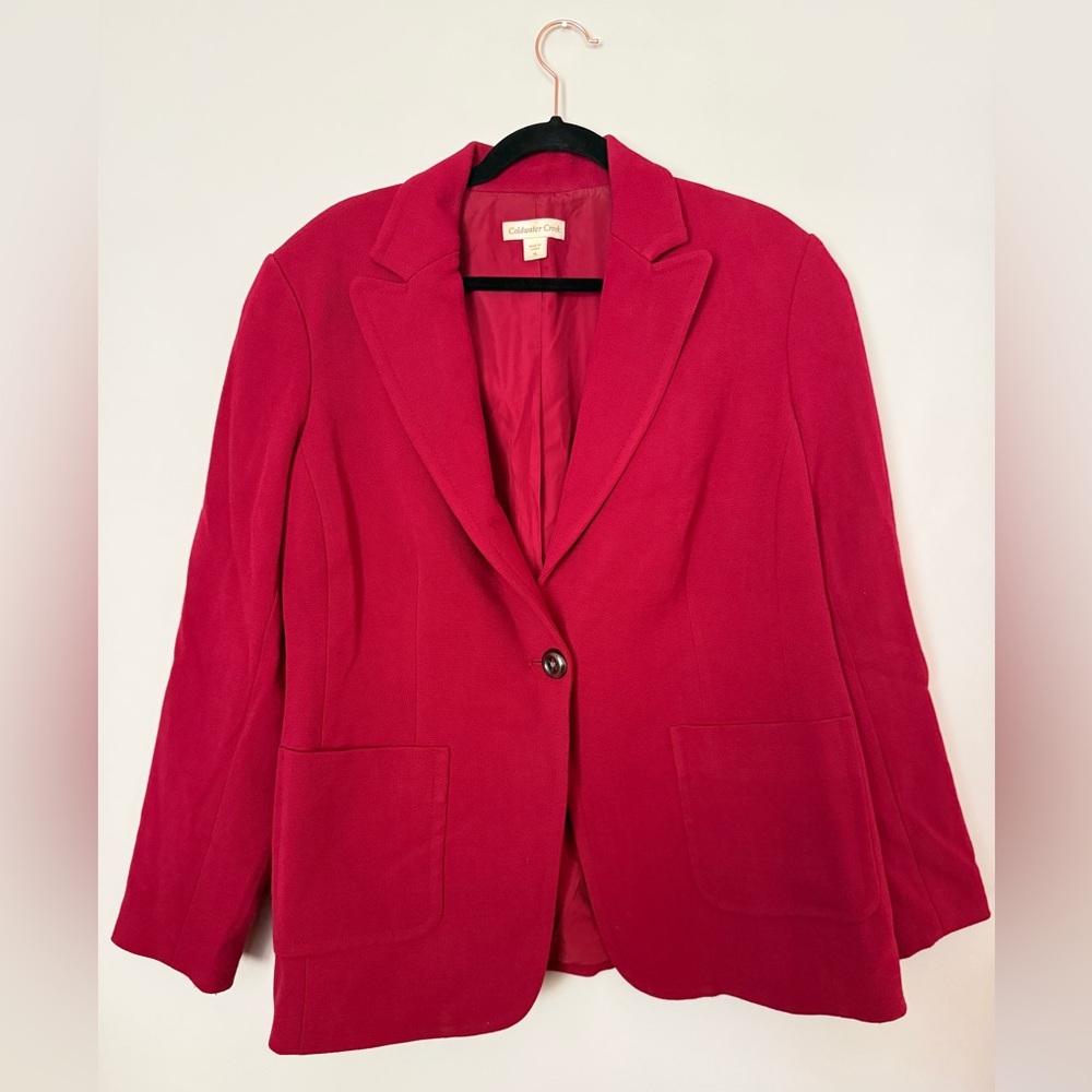 Coldwater Creek Red Long Sleeve Size 16 Blazer Jacket Single Button